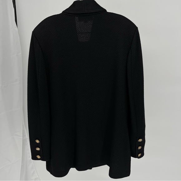 St. John Collection Santana Knit Blazer Suit Set Size 14 Black Gold Buttons - Picture 6 of 11